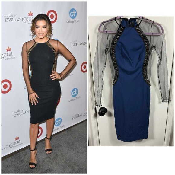 Philipp Plein “The Outsider” Embellished Sheer Sleeve Bodycon Dress – Size Small - Picture 2 of 13